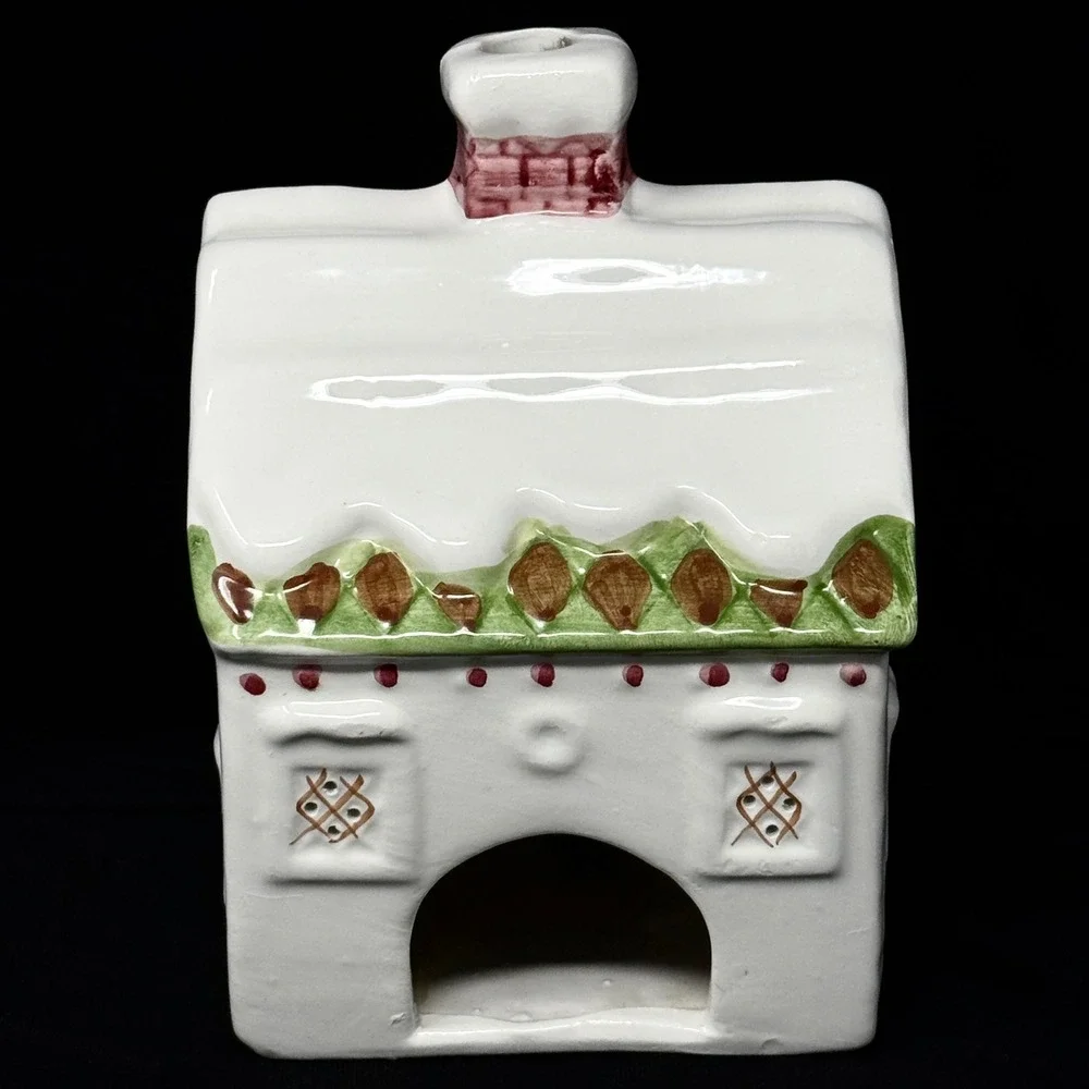Disney Christmas Village Ceramic Cottage Hand Painted Spain Snow House Luminaria